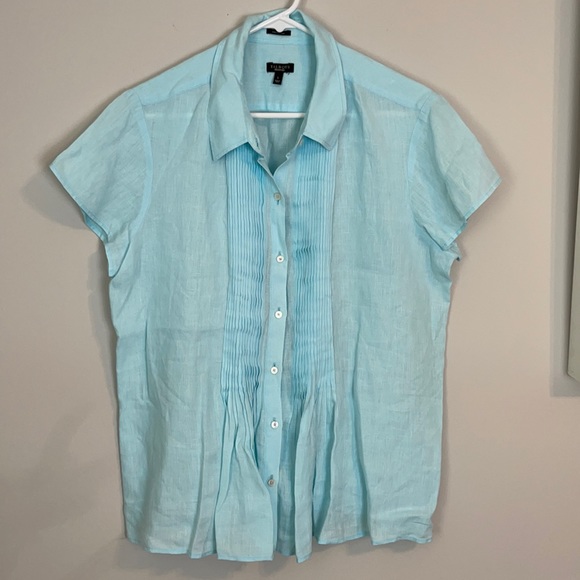 Talbots Tops - Talbots Light Blue Short Sleeve Blouse
